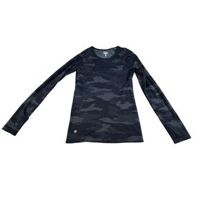 Athleta Shirt Womens XS Black Camo Speedlight Seamless Long Sleeve Active